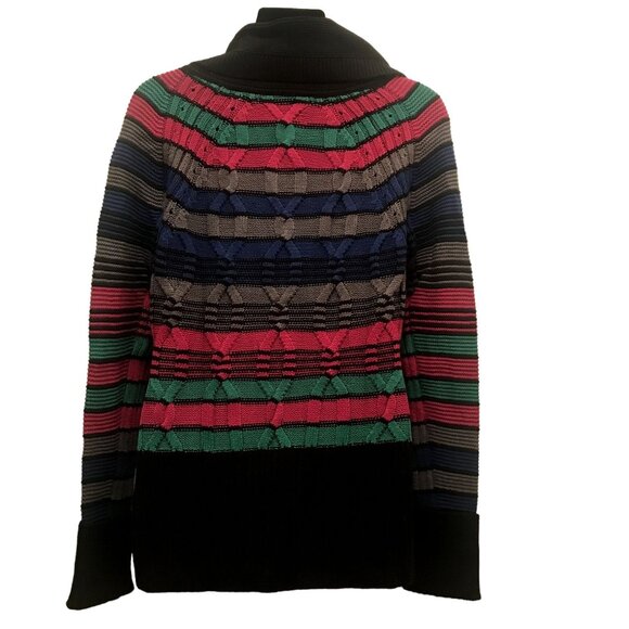 Vintage 1990s Y2K DKNY Jeans Pink Green Striped Long Sleeve Sweater Small S - Picture 3 of 8